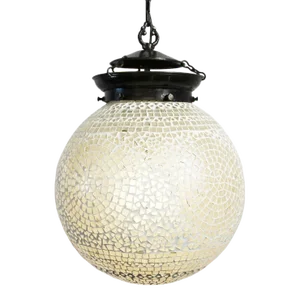 White Mosaic Globe Pendant Light Large