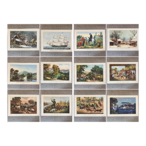 1951 Travelers Currier & Ives Framing Prints – Vintage Americana Art Set - Set of 12