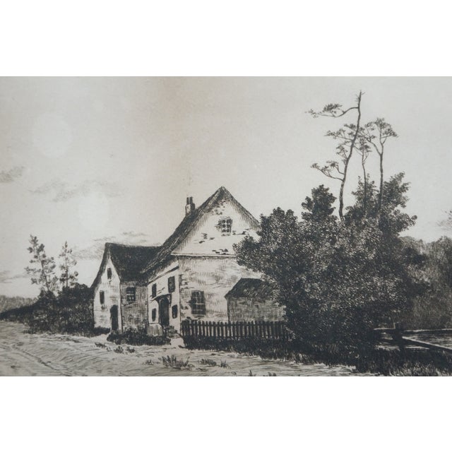 Antique George William Bohde Old England Home Landscape Etching 35" For Sale - Image 4 of 12