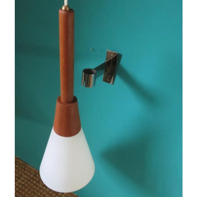 Swedish Wall Lamp in Teak and Opaline, 1960 For Sale - Image 6 of 8