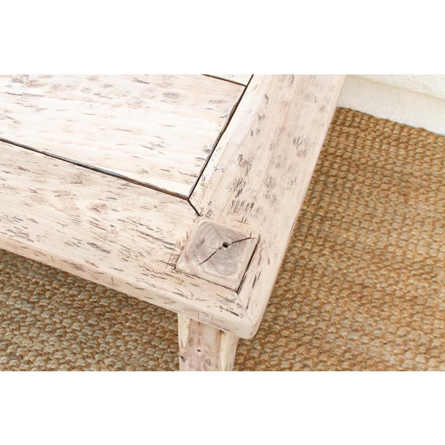 Wood Bleached Teak Coastal Rustic Coffee Table For Sale - Image 7 of 18