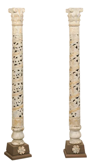A Pair - Late 18th C. Italian 6 Ft Tall Columns