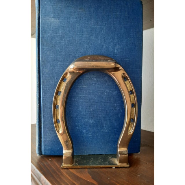 Lucky Brass Horseshoe Bookends For Sale - Image 4 of 5