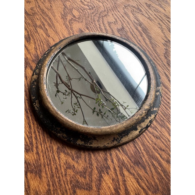 Black Pair of Small Vintage Metal Porthole Wall Mirrors For Sale - Image 8 of 11