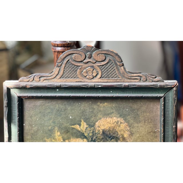 For Your Consideration is an Early 20th Century/Late 19th Century Carved Trumeau Mirror with Printed Inset Artwork by M....