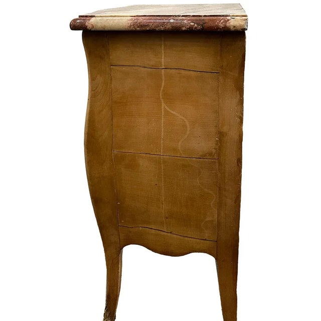 Late 18th Century Pair of French Jacques Birckle Marble Top Ormolu Mounted Cherrywood Commodes For Sale - Image 5 of 12