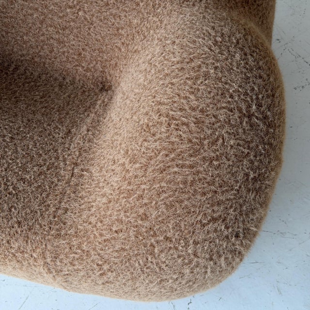 c. 1960s. Italy Reupholstered in furrish brown fabric.