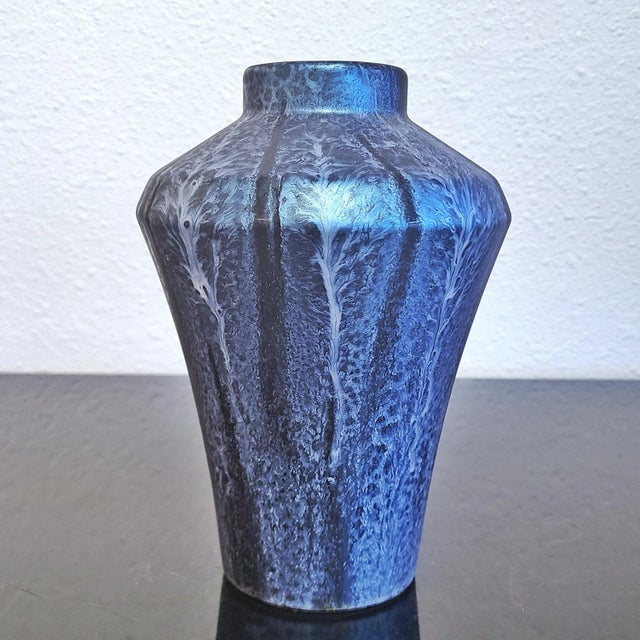 1960s Blue Knödgen Keramik Vase Nr. 1060/20 For Sale - Image 5 of 8