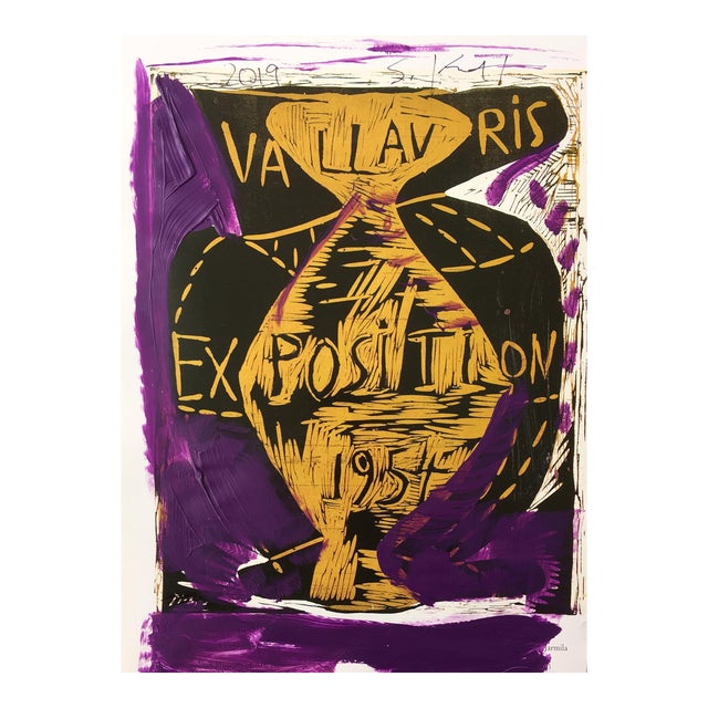 Framed Picasso Poster Painting by Sean Kratzert ‘Purple Exhibition’ For Sale