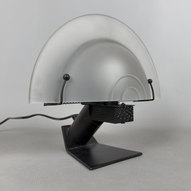 Crescent Moon Table Lamp in Opal Glass and Metal, 1980s For Sale - Image 14 of 14