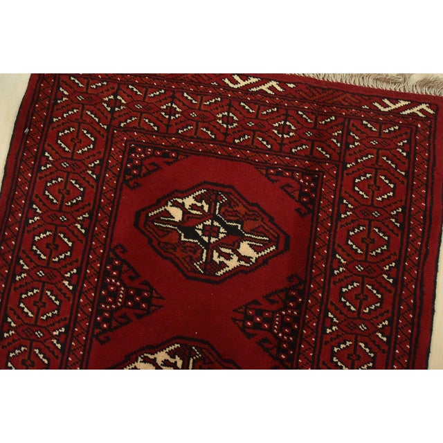 Turkmen Runner 2’7” X 9’8” Red Wool Vintage Tribal Hand-Knotted Oriental Rug For Sale In Philadelphia - Image 6 of 12