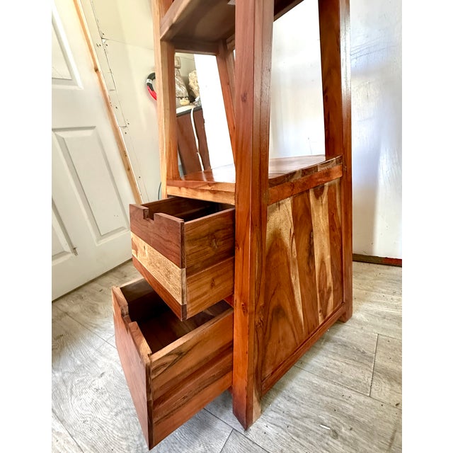 Cinnamon Sagebrook Home Teakwood Slanted Shelving 71” Tall For Sale - Image 8 of 9