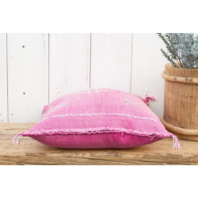 Cerise Moroccan Silk Rug Pillow For Sale In Los Angeles - Image 6 of 9