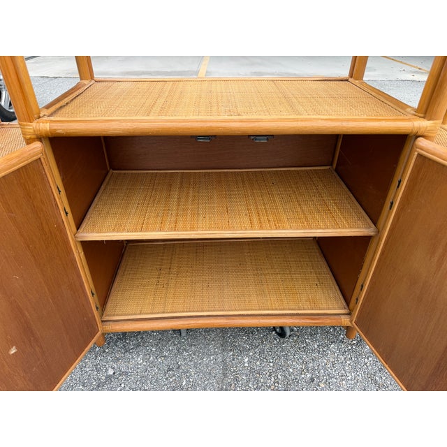 Vintage Boho Woven Rattan Etagere For Sale - Image 4 of 10