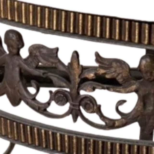 Art Deco French Art Deco Steel & Marble Demilune Console Table, 1920 For Sale - Image 3 of 3