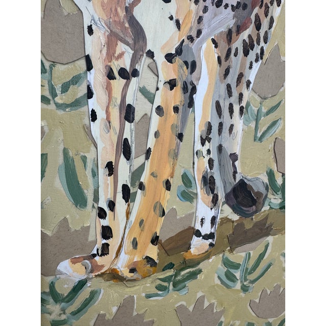 Impressionist Block Print With Cheetah Painting For Sale - Image 3 of 14