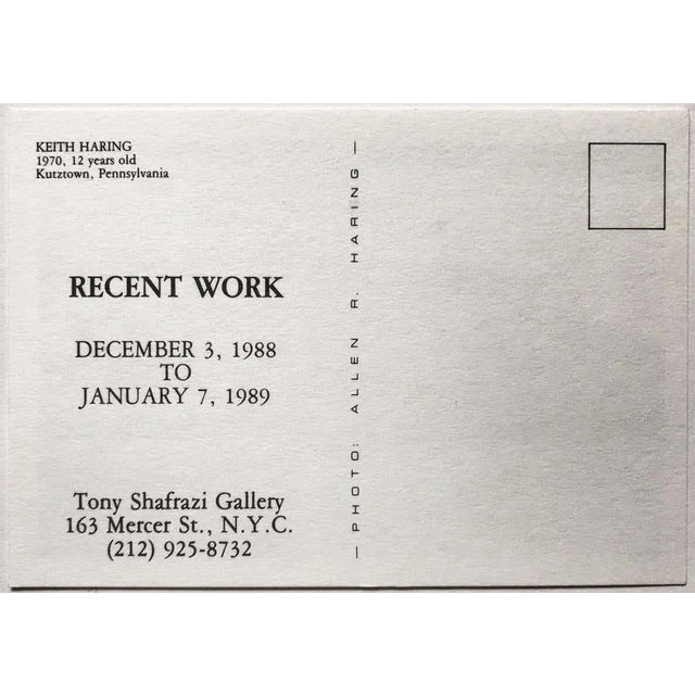 Vintage Keith Haring announcement card for exhibition: "Recent Work" held at Tony Shafrazi Gallery, New York: December 3,...