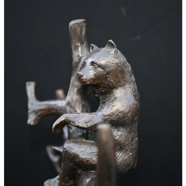 Metal Black Forest Bear Cub Coatstand in Bronze, 1980s For Sale - Image 7 of 11