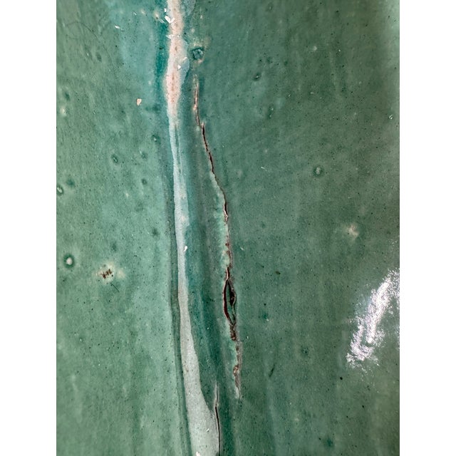 Late 20th Century Seafoam Turquoise Ceramic Vessel on Plinth For Sale - Image 11 of 12