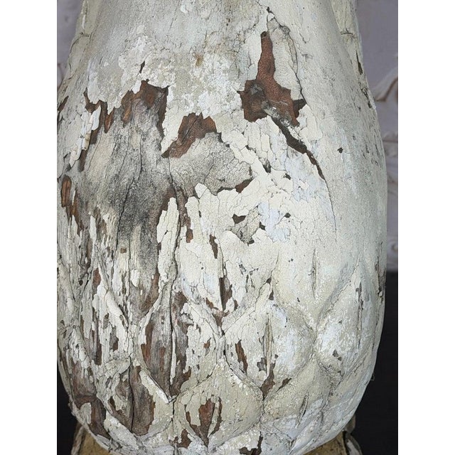 Large Antique Folk Art Carved Wood Swan - Original White Patina For Sale - Image 10 of 18