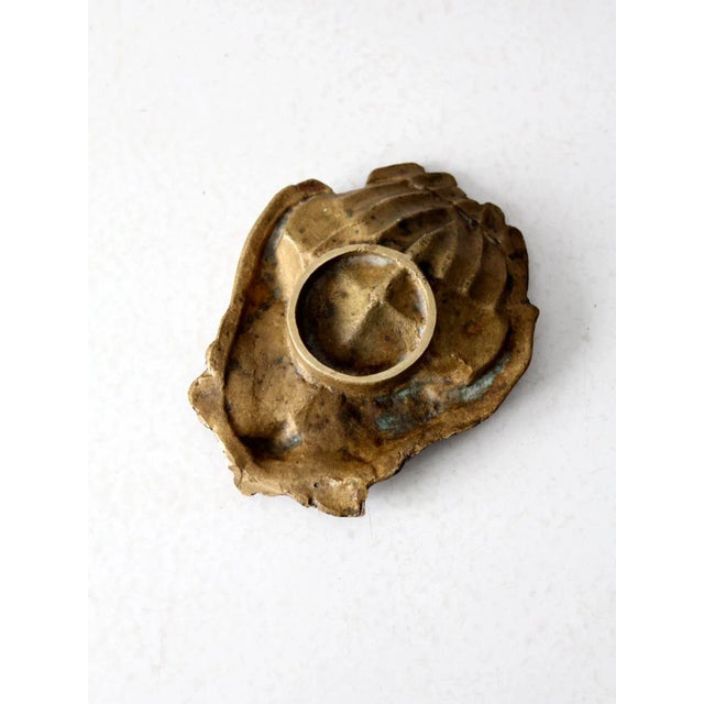 Vintage Cupped Hands Brass Dish For Sale - Image 6 of 7