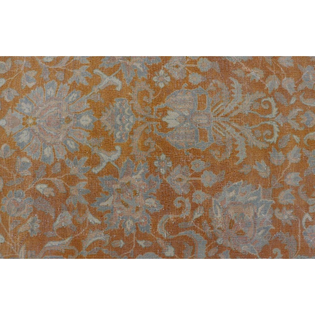 Antique Indian Amritsar Rug in Light Orange/Saffron, Pink, Light Blue & Green 9'10 X 13'3 For Sale - Image 12 of 17