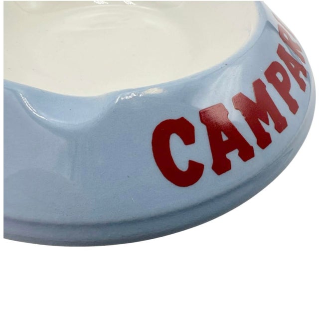 Vintage Campari Italy Blue Ceramic Ashtray For Sale - Image 4 of 8
