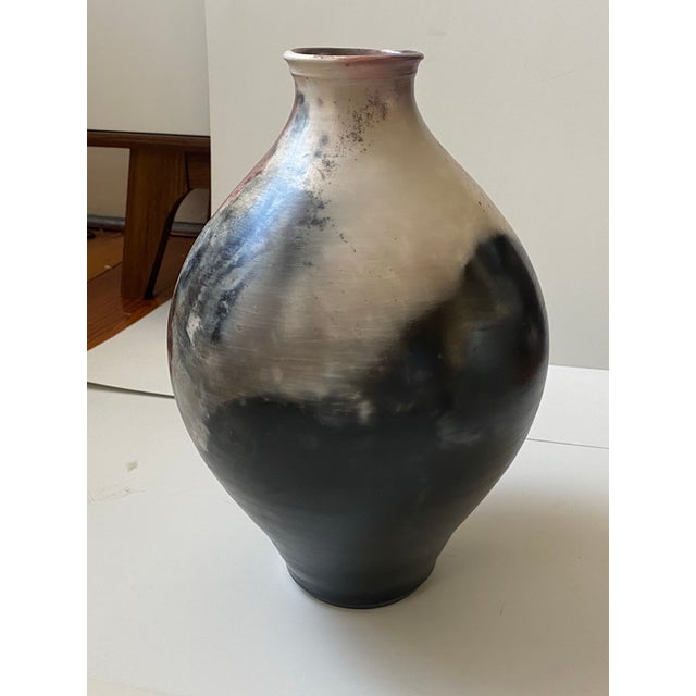Vintage Raku Style Vase Artist Signed For Sale - Image 4 of 11