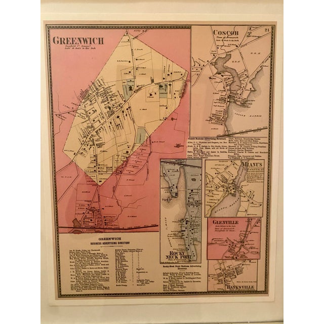 Framed Antique Map of Greenwich, Connecticut For Sale - Image 9 of 9
