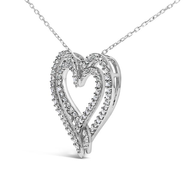 Haus of Brilliance Sterling Silver 1/2 Cttw Diamond Heart Pendant Necklace For Sale - Image 4 of 4