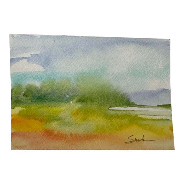 “Fresh Landscape” Original Watercolor Landscape by Nancy Smith For Sale