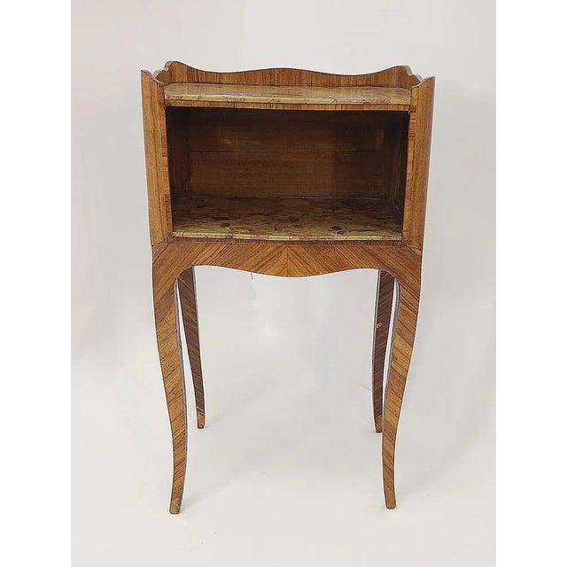 18th Century Louis XV Side Table in Oak, Marble, and Walnut For Sale - Image 10 of 10