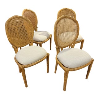 1950s Set of 4 Faux Bois Chairs For Sale