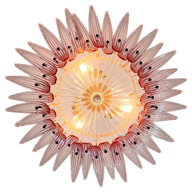Mid-20th Century Pink Murano Chandelier, 1970s, Set of 2 For Sale - Image 9 of 18