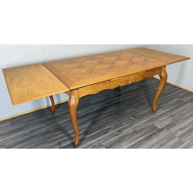Vintage French Louis XVI Style Carved Oak Extendable Dining Table For Sale - Image 10 of 13