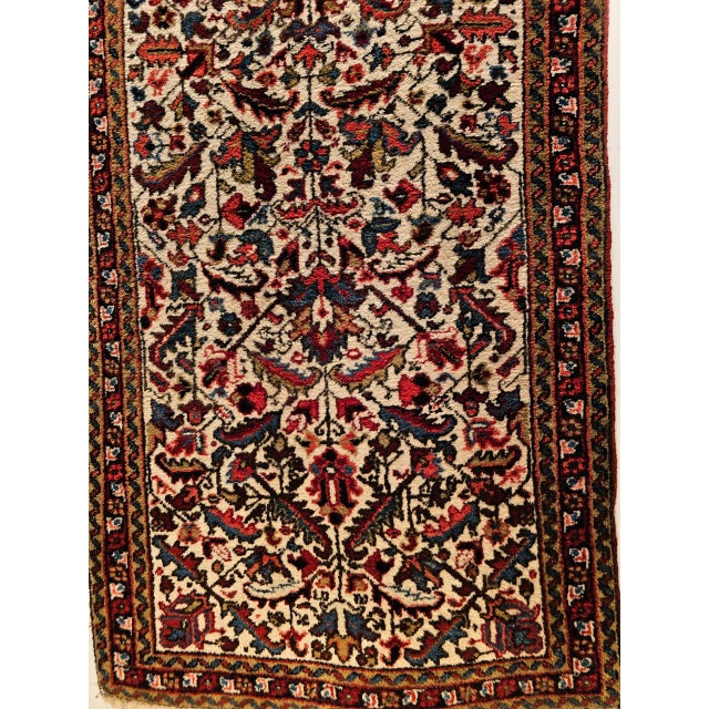 Textile Vintage Persian Heriz Runner Rug, Hand-Knotted Wool, Allover Geometric Pattern, Ivory & Red, 3x9 For Sale - Image 7 of 14