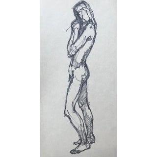 1960s Lanky Male Nude Drawing For Sale