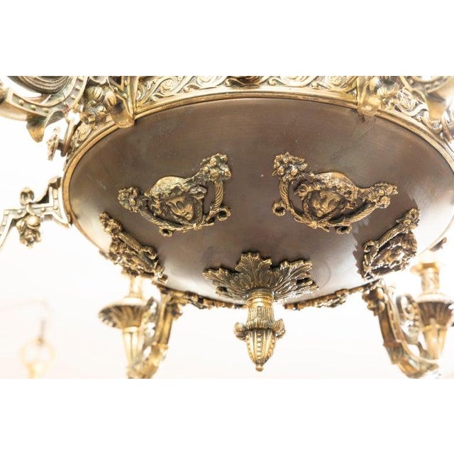 Traditional Mid 20th Century Russian Renaissance Revival Style Six-Light Bronze Chandelier For Sale - Image 3 of 6