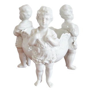Antique Porcelain Bowl with Cherubs, 1910s For Sale