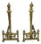 Antique French Empire Style Flame Finial Brass and Cast Iron Andirons - A Pair For Sale