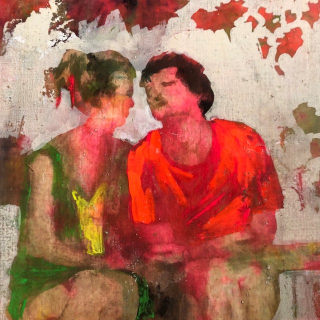 Figurative Original Vintage Pop Art 1970’s Portrait 2 People in Love Painting Double Sided Female Portrait For Sale - Image 3 of 6