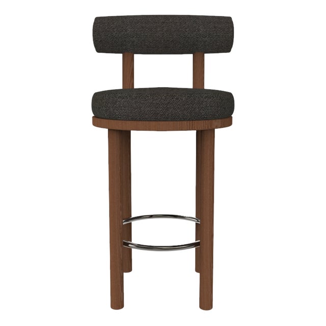 Collector Modern Moca Bar Chair in Safire 2 Fabric and Smoked Oak by Studio Rig For Sale