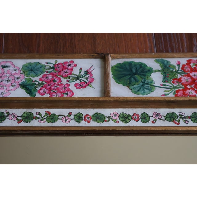 Mid 20th Century 1960s Italian Reverse-Painted Geranium Glass Giltwood Mirror For Sale - Image 5 of 18