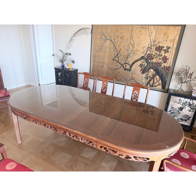 Exquisite Vintage Asian Hardwood Dining Set For Sale - Image 9 of 13