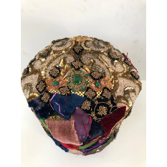 Beautifully handmade found object sculpture that originated as a vintage wood rotating hat form, and has been transformed...