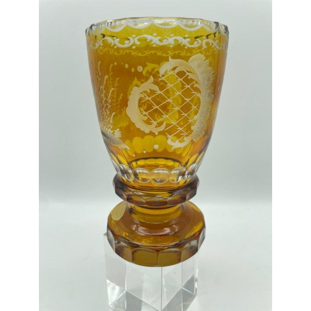 Chalices in Hand-Cut Amber Crystal by Moosbauer Nördlingen, 1950s, Set of 2 For Sale - Image 7 of 18