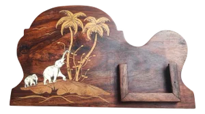 Art Deco Wooden Standing Business Card Holder, 1920s