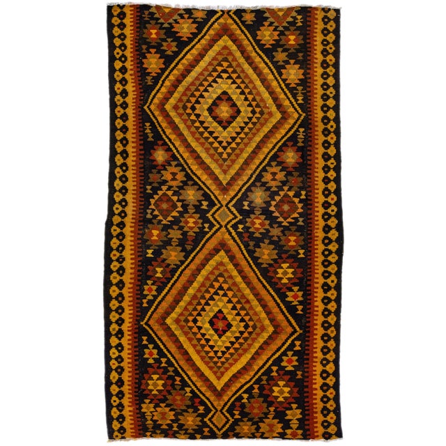 Goldenrod Mid-20th Century Turkish Kilim Yellow Handmade Tribal Wool Rug For Sale - Image 8 of 8
