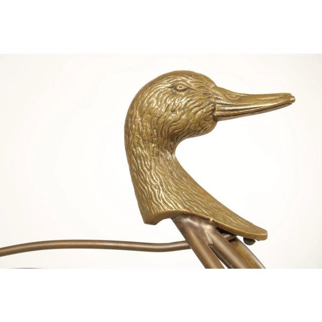 Metal Vintage Brass Goose Magazine Stand For Sale - Image 7 of 13