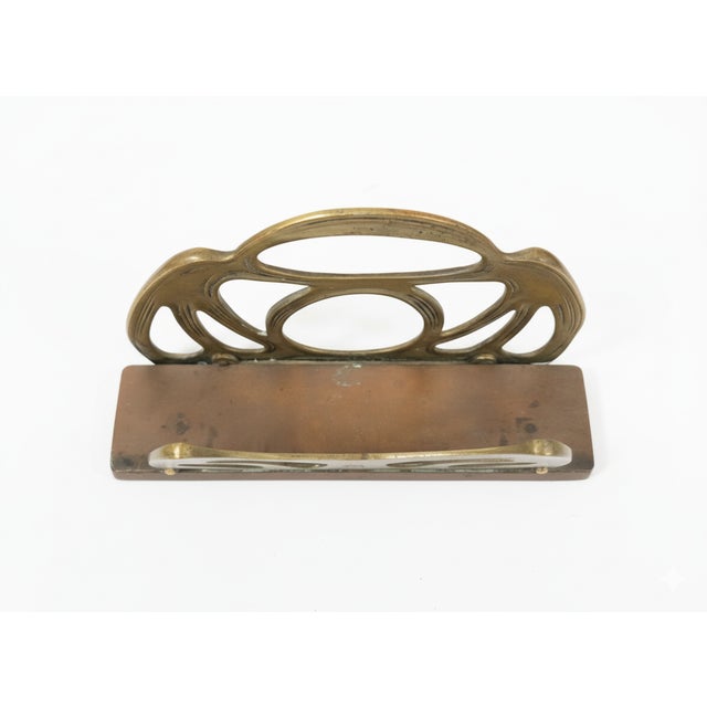 Art Nouveau Brass Letter Holder - Vintage Desk Organizer With Ornate Pierced Design- 1920s-1940s For Sale In Houston - Image 6 of 7